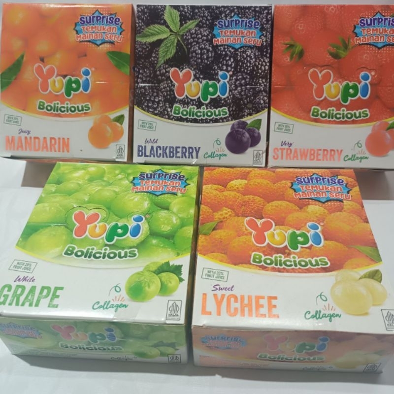 

Permen Yupi bolicios stroberi 1 box isi 24 bolicius blackberry bolisius leci