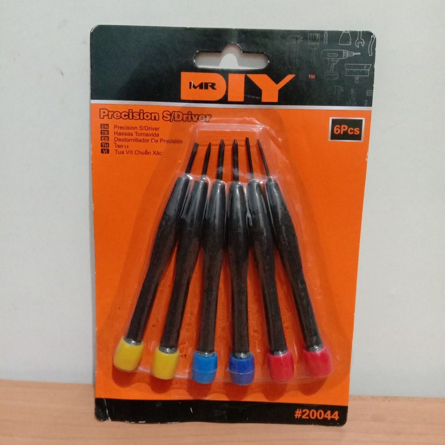 Mr DIY Precision S/Driver 6Pcs Obeng Mini Untuk Service HP, Jam, Komputer, dln. Made In China