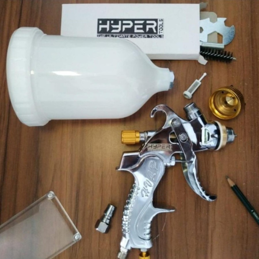 HYPER SPRAY GUN HVLP SEMPROTAN ANGIN CAT BONUS TABUNG ATAS 600CC HVLP HYPER3