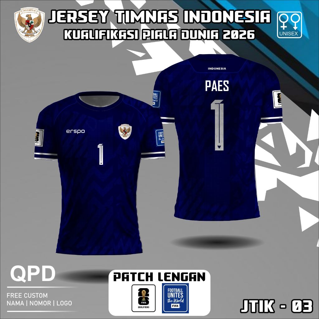Jersey Kiper Timnas Indonesia Pra Piala Dunia 2026 Baju Kaos Maarten Paes Lengan Pendek