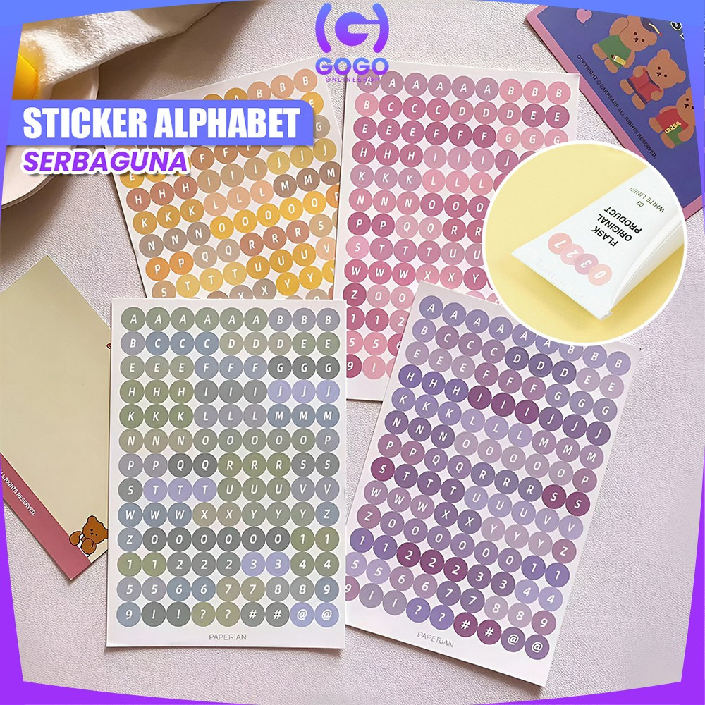 

GOGO-C1121 Stiker Alphabet Huruf Angka Deco Aesthetic Dekorasi Buku Jurnal / Sticker Alfabet DIY Scrapbook Planner Diary / Stiker Huruf Angka