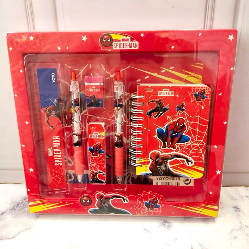 

PAKET SET ALAT TULIS 6in1 SPIDERMAN,ASTRONOT,DORAEMON,ANIMAL WORLD,DINO//STATIONERY SET