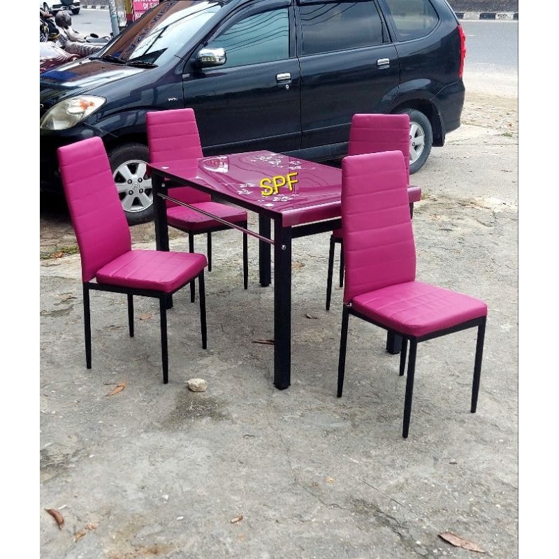 meja makan kaca minimalis 4 kursi