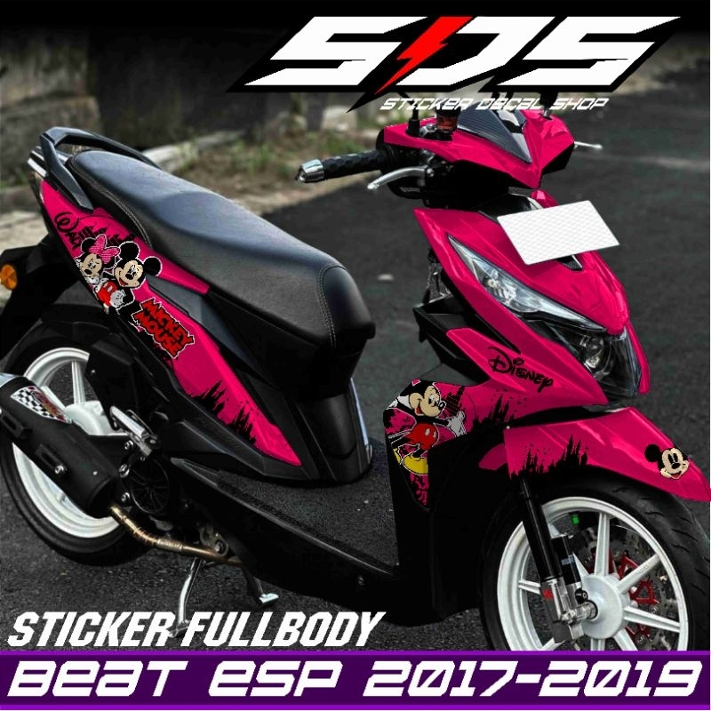 ( COD ) TERBARU Decal Honda Beat Esp Fullbody Decal Variasi Honda Beat 2017-2019 Motif Mickey Mouse