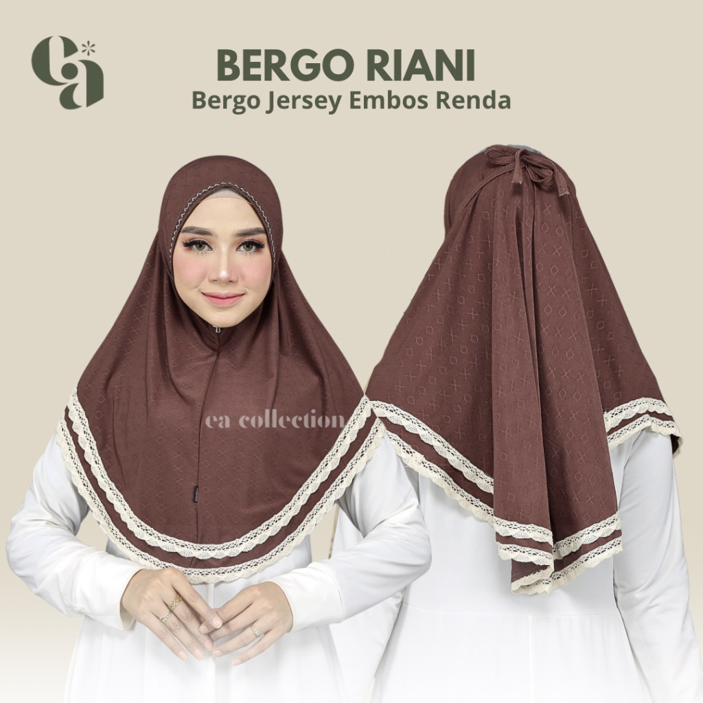 Bergo Instan Jersey Daily Hijab Jersey Embos Non Pet Tali Riani