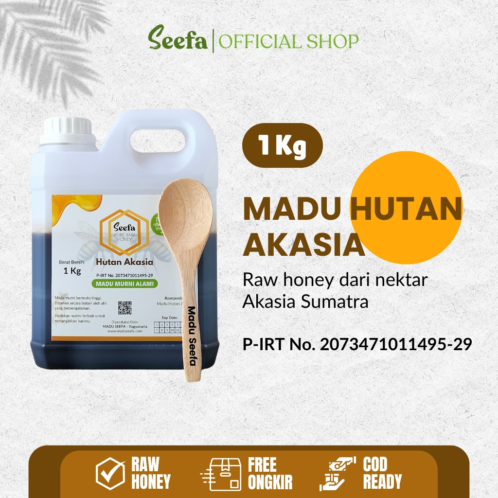 

Seefa Madu Hutan Akasia Sumatra Murni 1 Kg Pure Raw Honey Alami Free Sendok Kayu