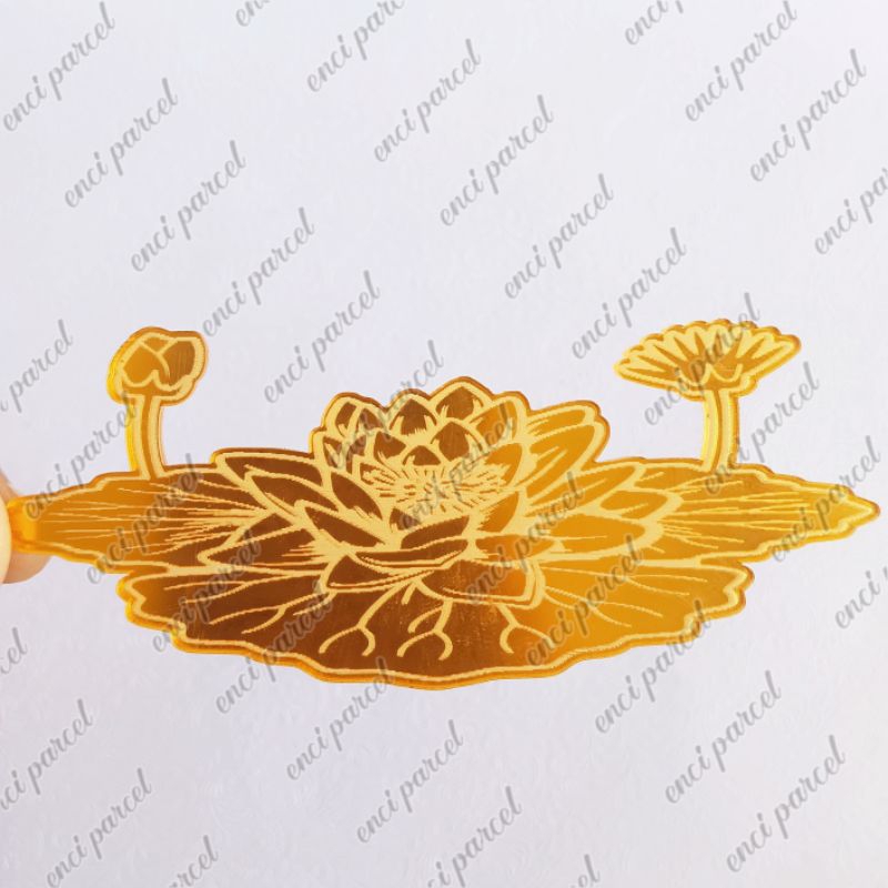 logo teratai PSHT lambang bunga pencak silat setia hati miniatur bahan akrilik gold rosegold silver 