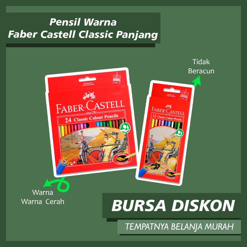

Pensil Warna Faber Castell Classic 12 dan 24 Color Pencil Colour Panjang