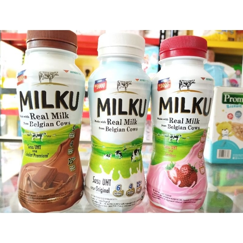 

MILKU SUSU UHT BOTOL STRAWBERRY / COKLAT / ORIGINAL 200ML