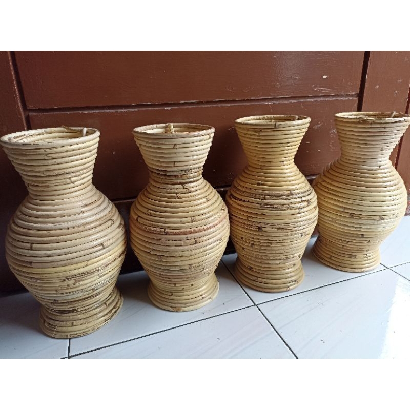 guci rotan mini T 30cm / vas rotan 30cm