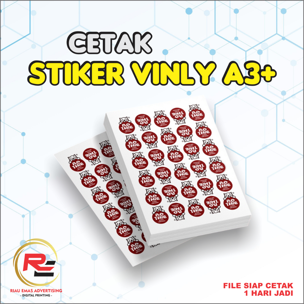 

CETAK / PRINT STIKER VINYL A3+ LEMBARAN/SATUAN / BAHAN QUANTAC