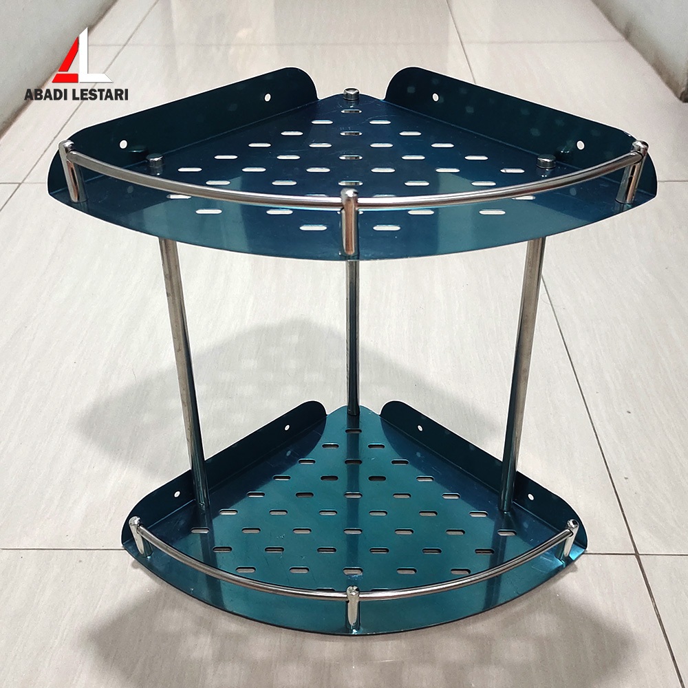 RAK SUDUT KAMAR MANDI 2 SUSUN / RAK SABUN 2 TINGKAT / RAK SUDUT WASTAFEL KAMAR MANDI
