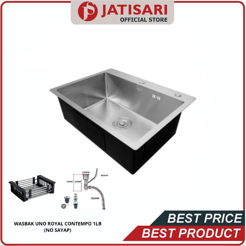Bak cuci piring royal uno contempo / Kitchen sink / Wasbak royal contempo + tirisan stainless