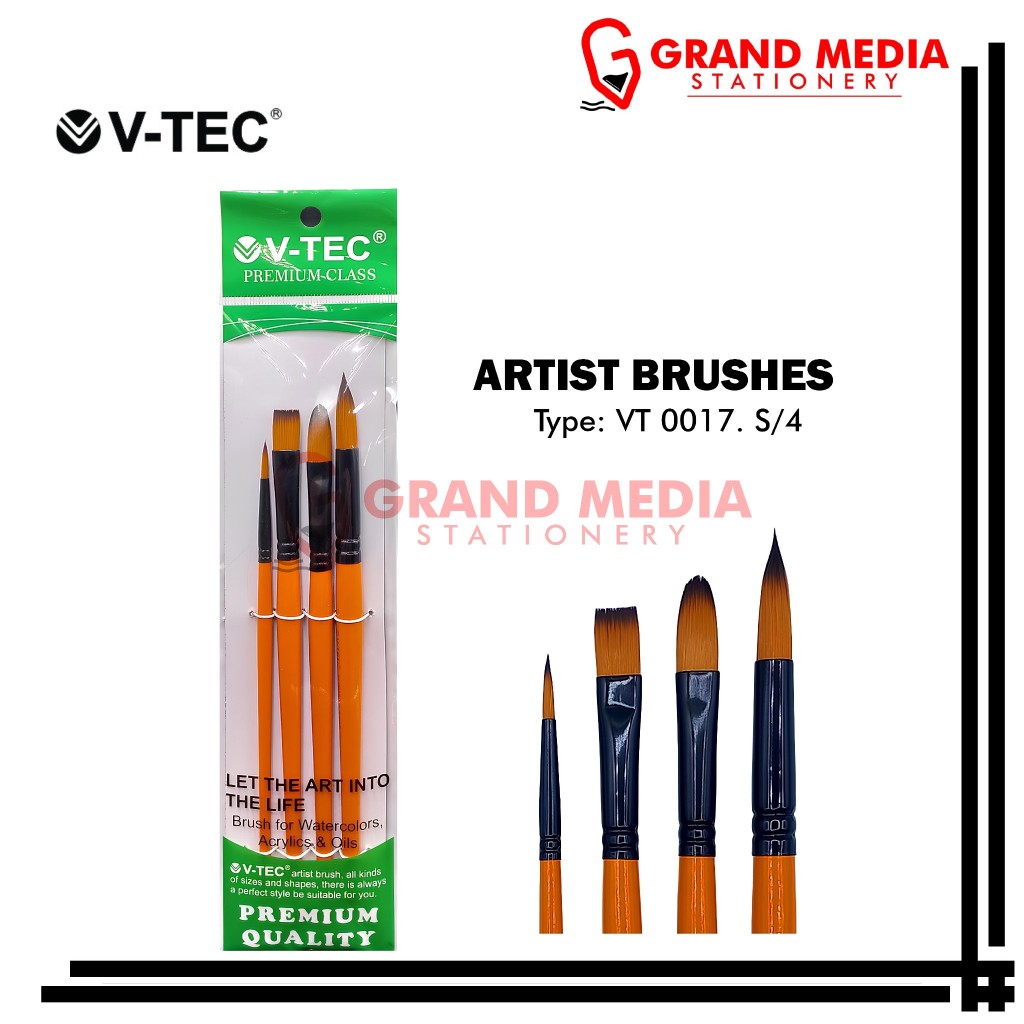 

[GRAND MEDIA] KUAS CAT AIR / CAT MINYAK / BRUSH / LUKIS / ACRYLIC / V-TEC A0017-S/4
