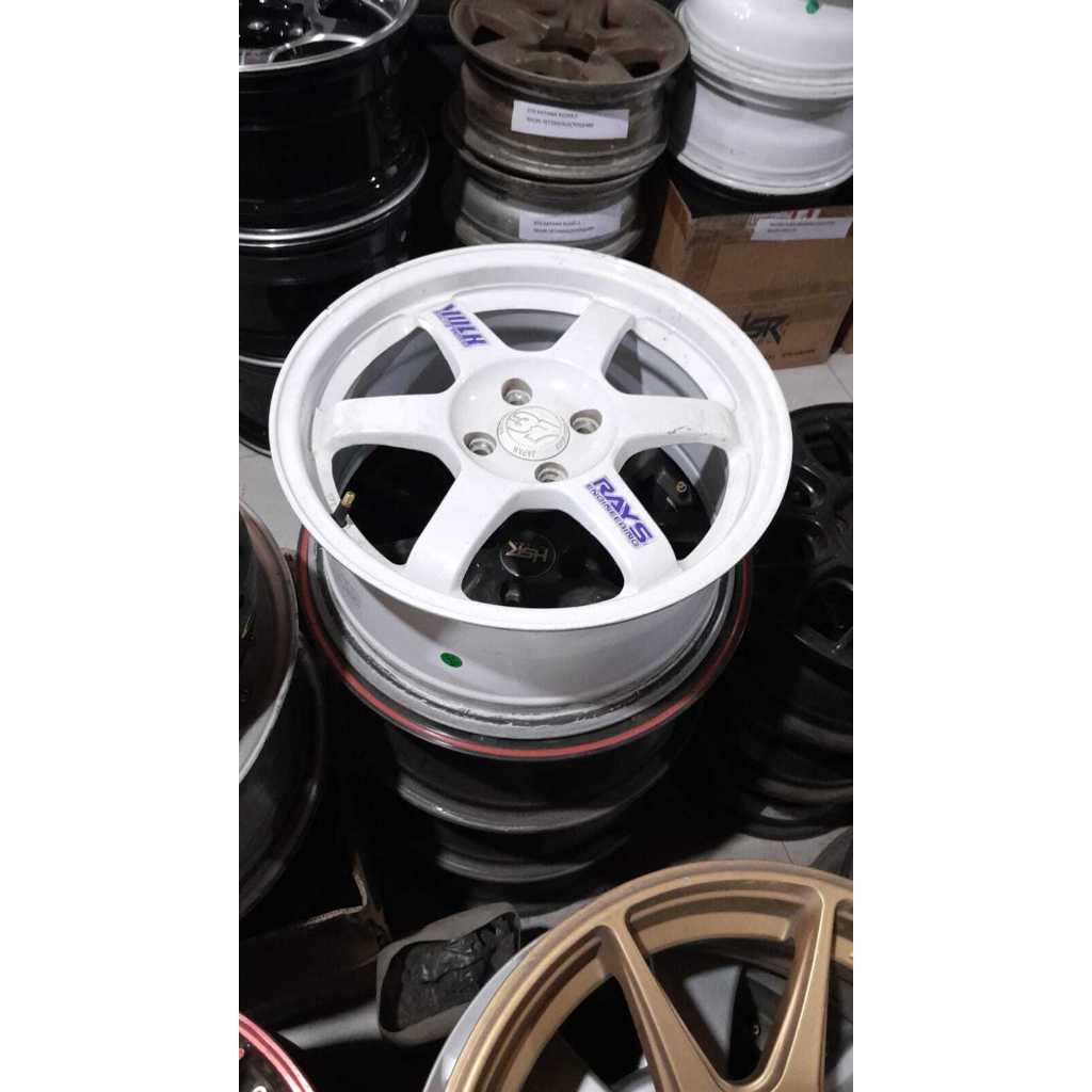 VELG MOBIL TE37 SEKEN RING 16 LEBAR 7 PCD 4X100 ET38 WHITE BUAT JAZZ YARIS MOBILIO