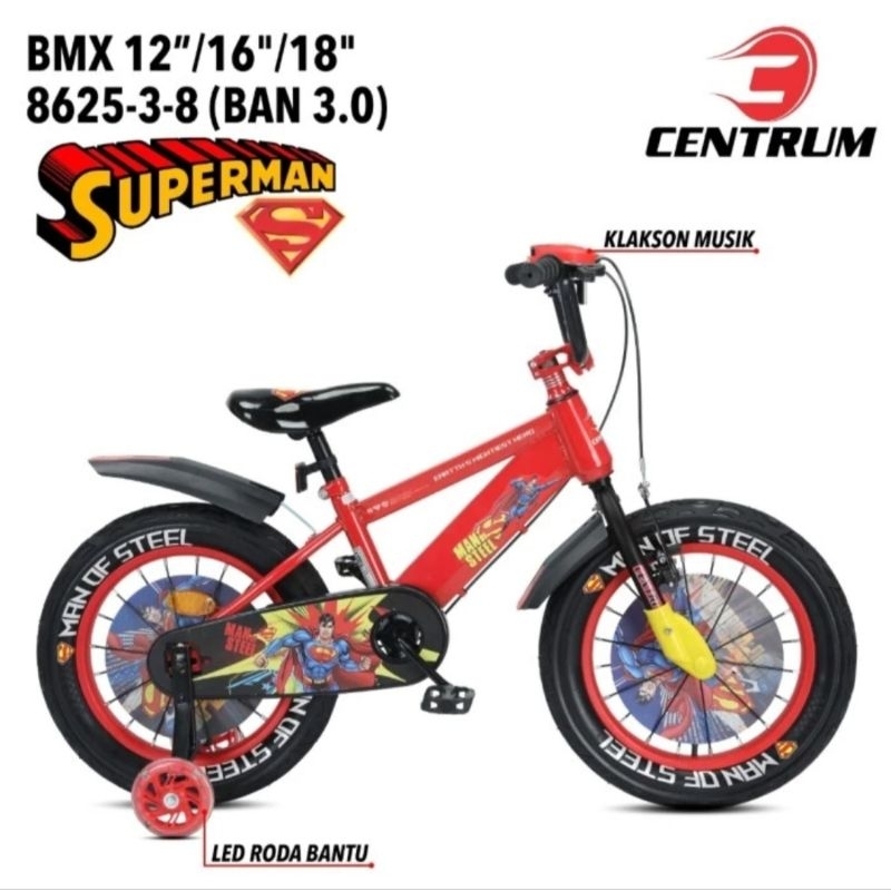 Sepeda Anak BMX Centrum 16Inch Superman musik Ban Jumbo 3.0