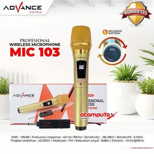 ADVANCE MICROPHONE 103 DOUBLE UHP WIRELESS MIC-103 KARAOKE TANPA KABEL ORIGINAL