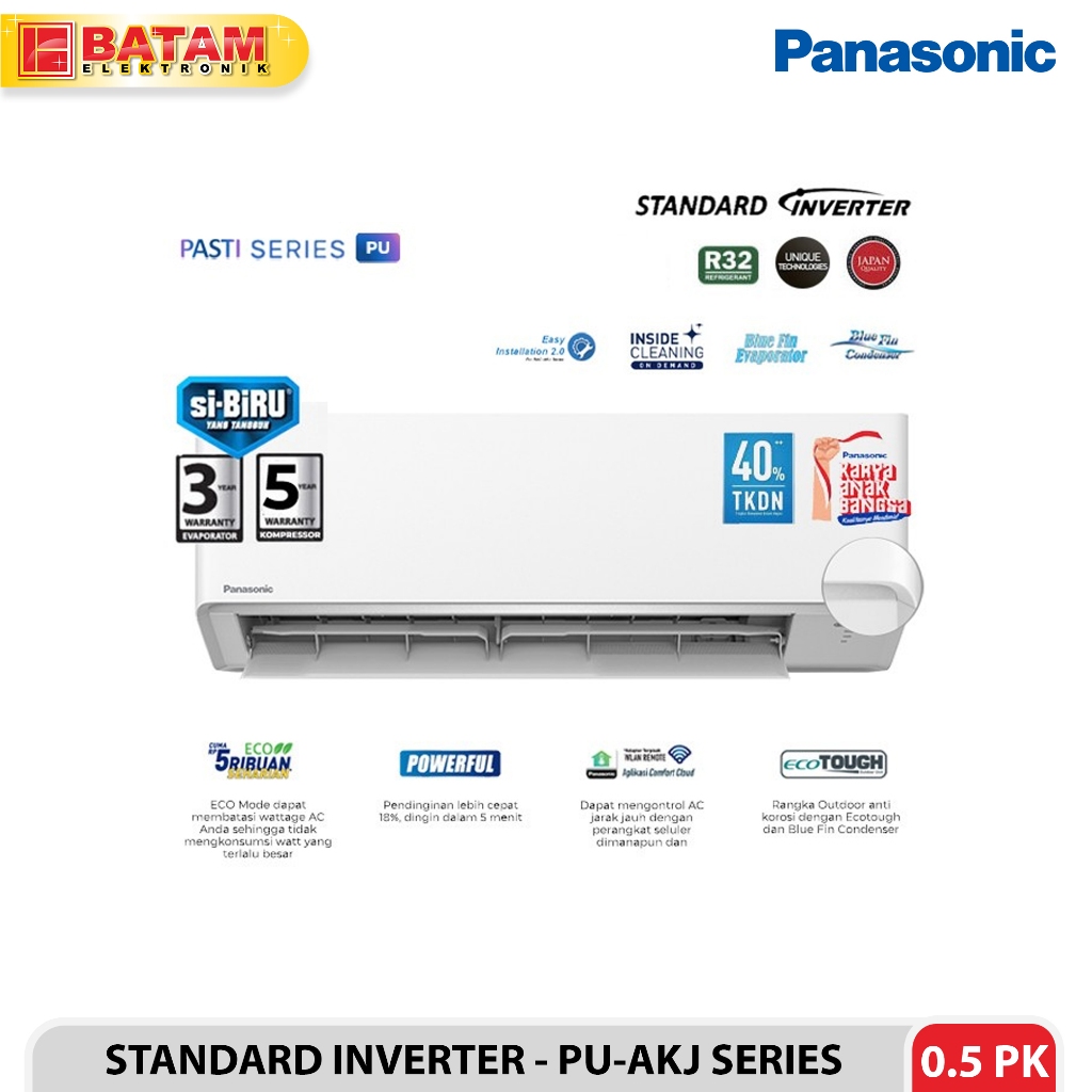 Panasonic AC Split Standard Inverter Si-Biru 1/2 PK - CS/CU-PU5AKJ