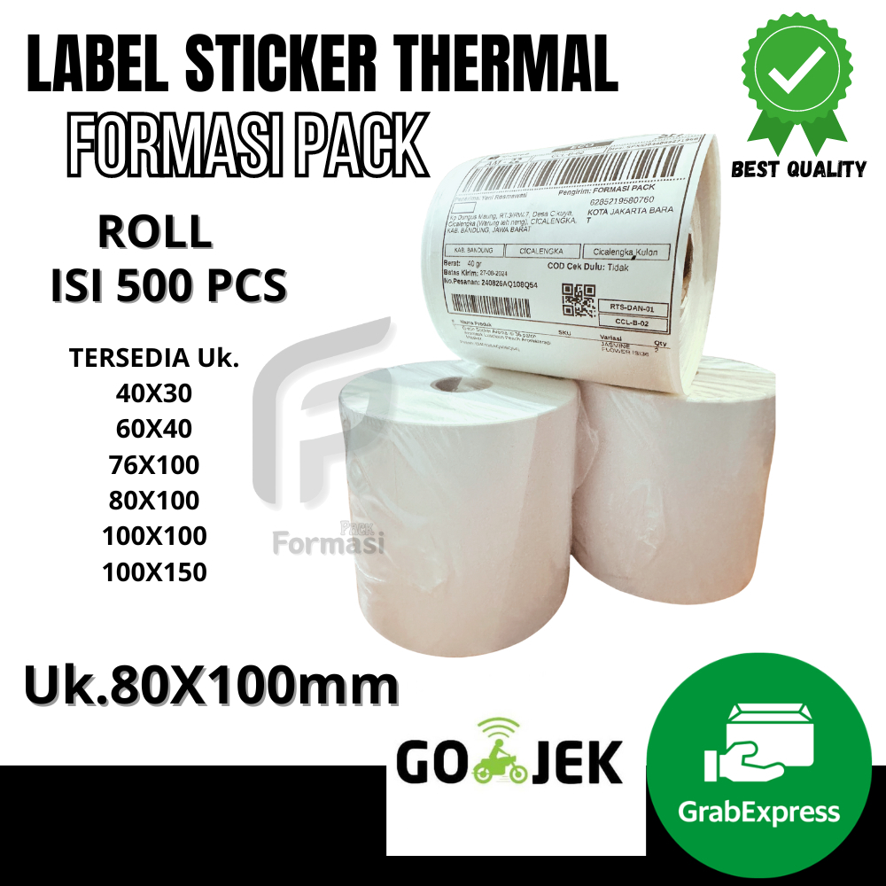 

LABEL STICKER THERMAL 80 x 100 mm Isi 500 Pcs STICKER DIRECT THERMAL 80x100 Isi 500 Pcs