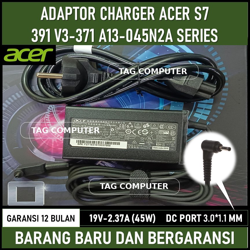 ADAPTOR CHARGER ACER S7 391 V3-371 A13-045N2A 19V 2.37A