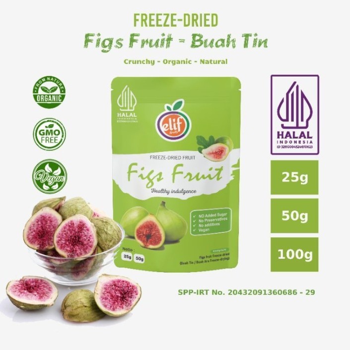 Dried Fruit Freeze Figs Fruit Buah Tin Kering  Buah Ara Iris Beku Kering - Freeze Dryer, 25 gram