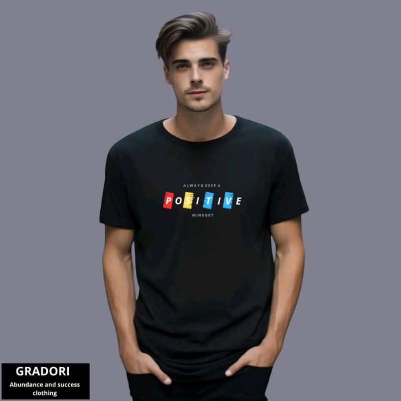 Kaos Distro Pria Dewasa Tangan Pendek Hitam Putih Motif Simple