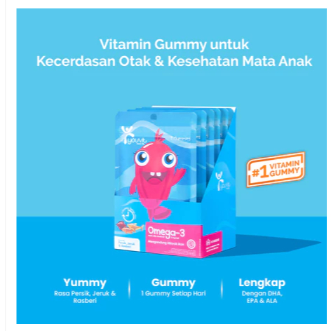 Youvit Omega 3 Anak isi 7 dan 30 dengan Minyak Ikan untuk Otak & Mata Anak (Vitamin Otak Anak) | Kec