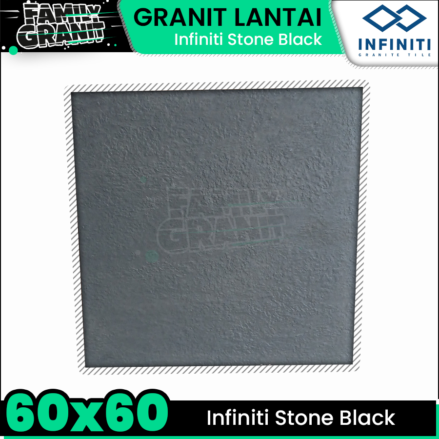 Granit Kasar 60x60 Infiniti Stone Black Matte Lantai Teras / Garasi / Carport