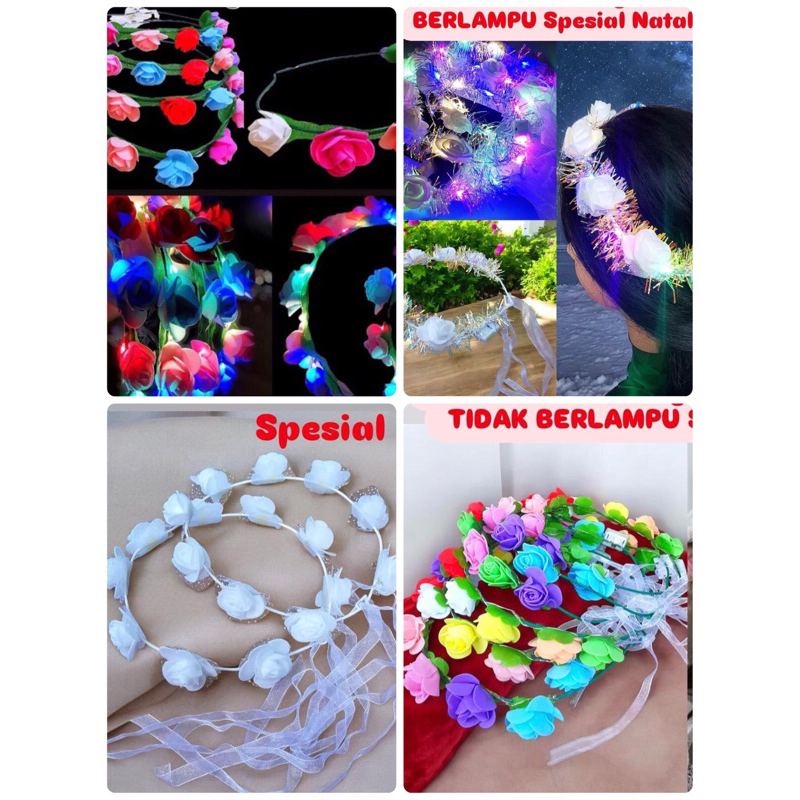 LUSINAN Flower Crown Mawar /Hiasan kepala bunga /flower crown putih H 0004