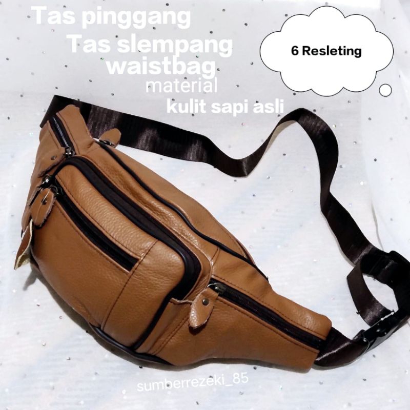Tas pinggang waistbag kulit asli/Tas slempang kulit sapi asli /kulit garut