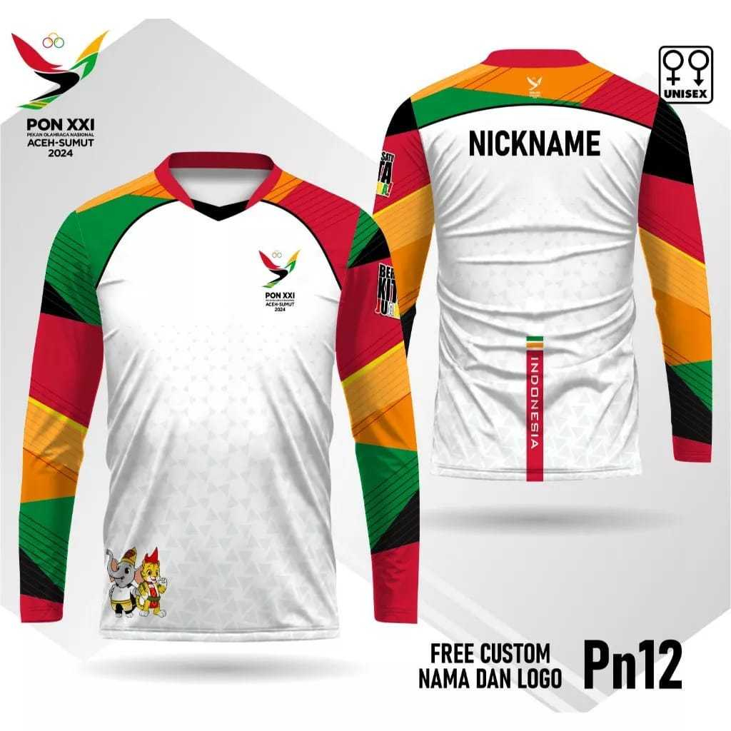 Tshirt Jersey Panjang Pon Papua 2024/Kaos PON  Papua 2024 Free Custom Nama Logo