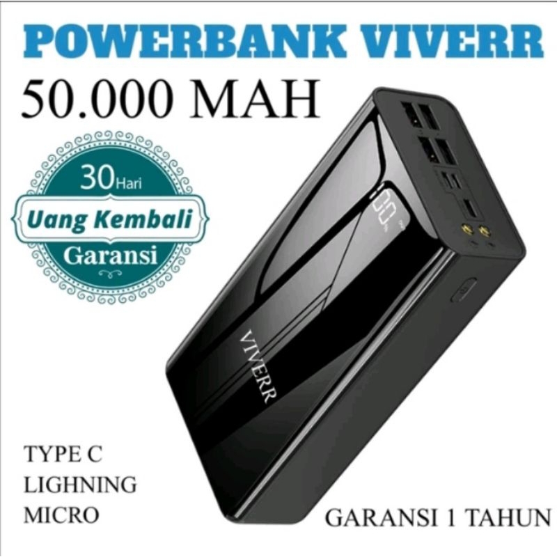 Powerbank VIVERR 50.000 Mah Kapasitas Besar Original Garansi 1 Tahun