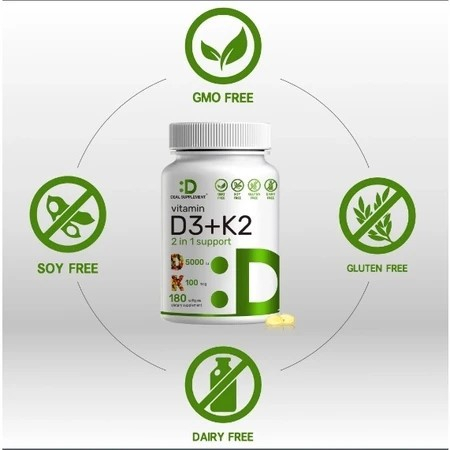 Deal Vitamin D3 5000IU + K2 100mcg Vitamin D3 5000 IU 180 Softgel