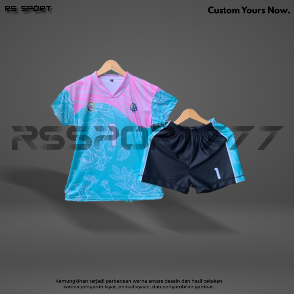 Jersey Voli Cewek Kaos Team Stelan Blue Ocean Pink