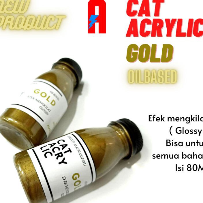 

HARI PENUH PROMO Cat sepatu acrylic warna Gold Mengkilat oilbased 8ml
