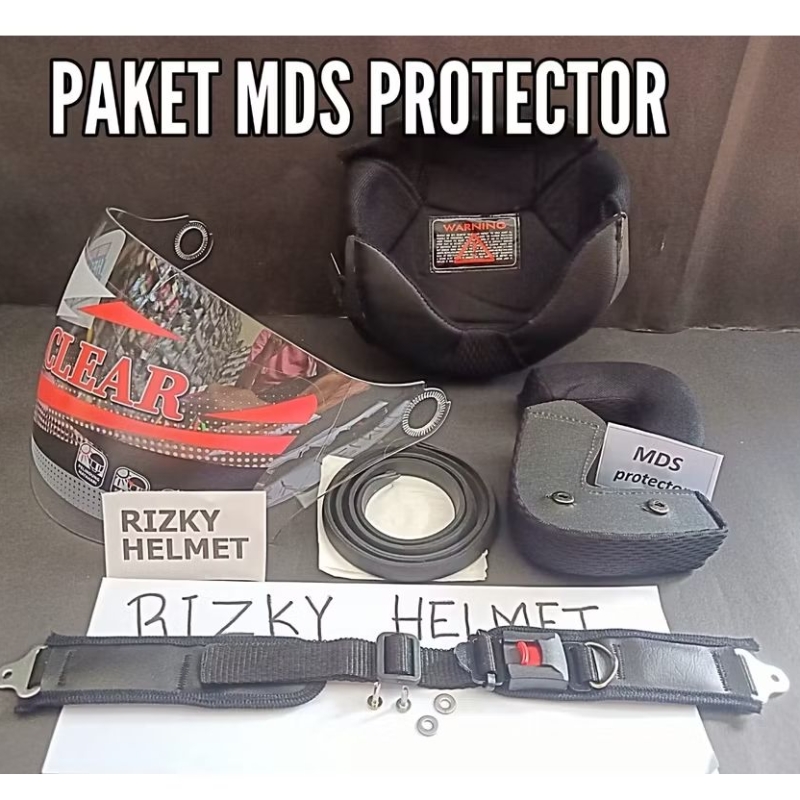 PAKET MDS PROTECTOR, BUSA HELM MDS PROTECTOR + KACA HELM MDS PROTECTOR + TALI HELM + LIS KARET