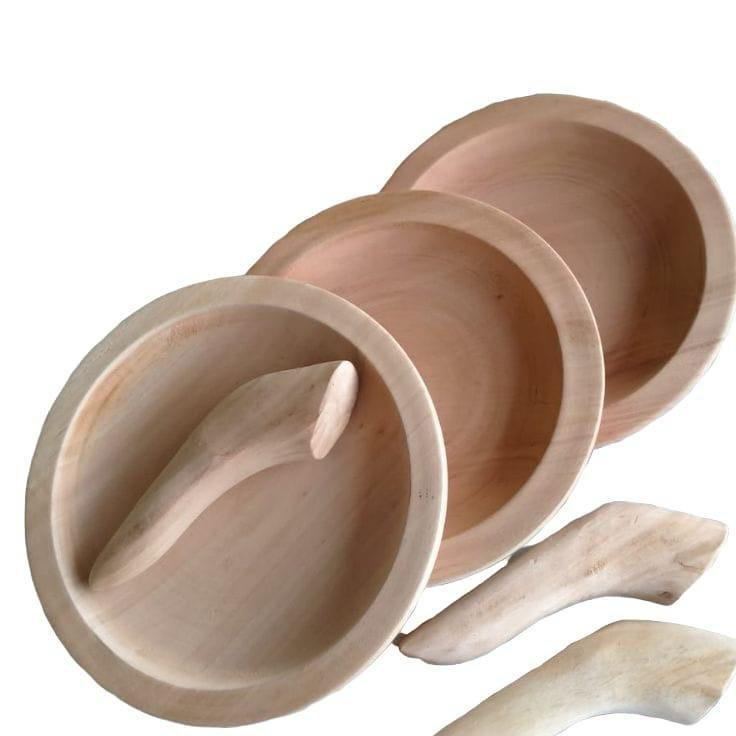 Cobek Kayu / Ulekan Kayu / Cobek Set Ulekan Kayu