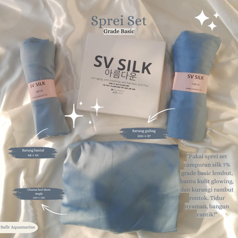 SV Silk Sprei Silk Grade Basic Sprei satin Silk + sarung bantal + sarung guling Sprei Satin