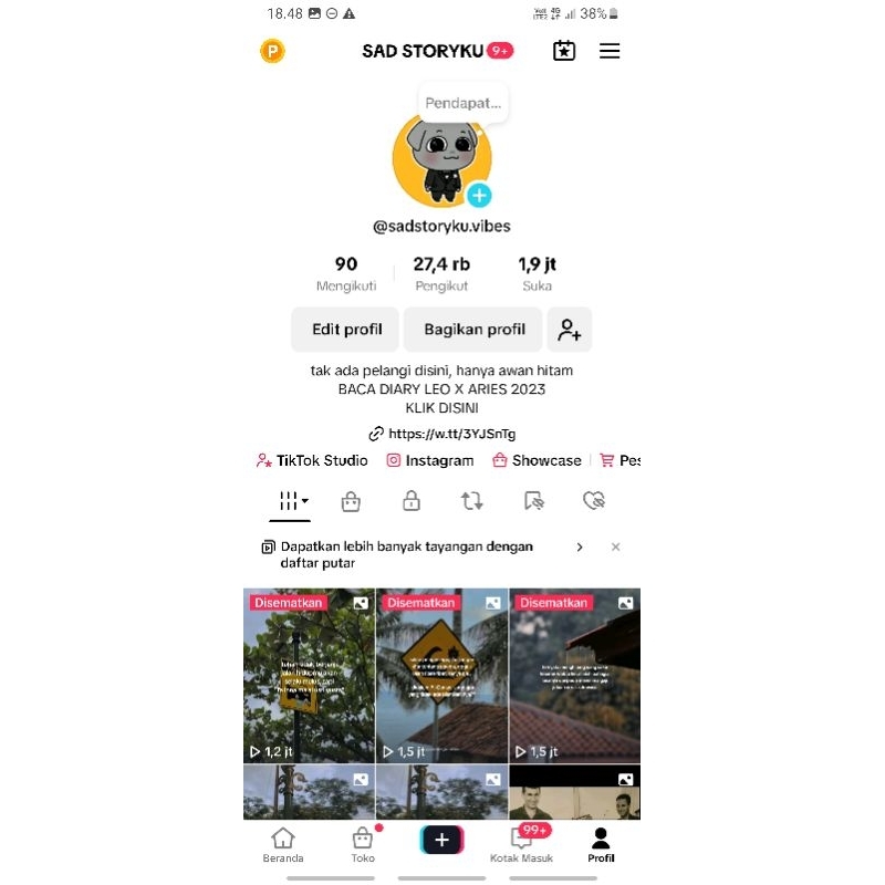 AKUN TIKTOK 27,K FOLLOWERS 2,3M LIKE