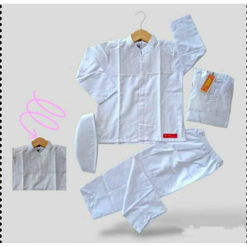 koko putih anak || setelan baju muslim putih anak laki laki || baju koko putih anak laki-laki JIHAN