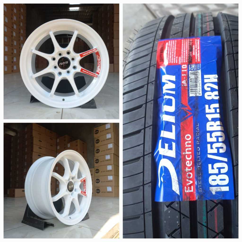 PROMO Velg CE28 Hol 8 R15 Warna PUTIH Plus Ban Delium 185/55 R15