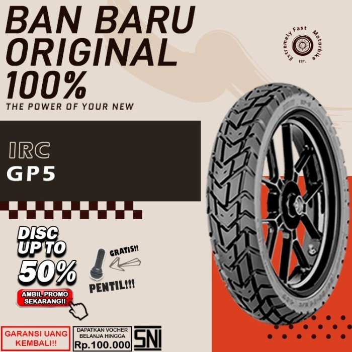 BanMotor Tubeles IRC  GP5 17 BanMotor Ninja Vixion SatriaSupra Tubles DepanBelakang Sepasang Ring 17