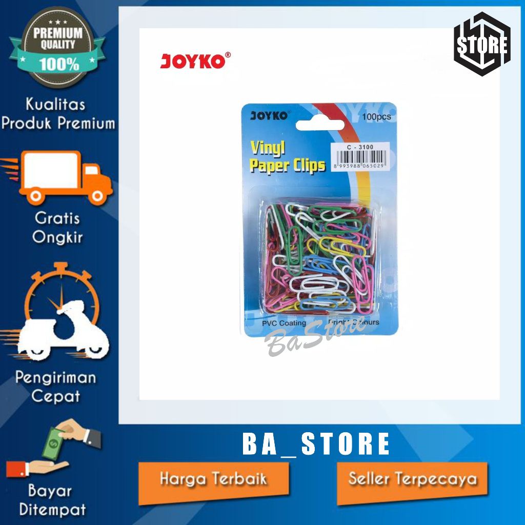 

Paper Clip Joyko Penjepit Kertas Warna Jepitan Vinyl Paper Clip Klip Kertas Jepit | C3100