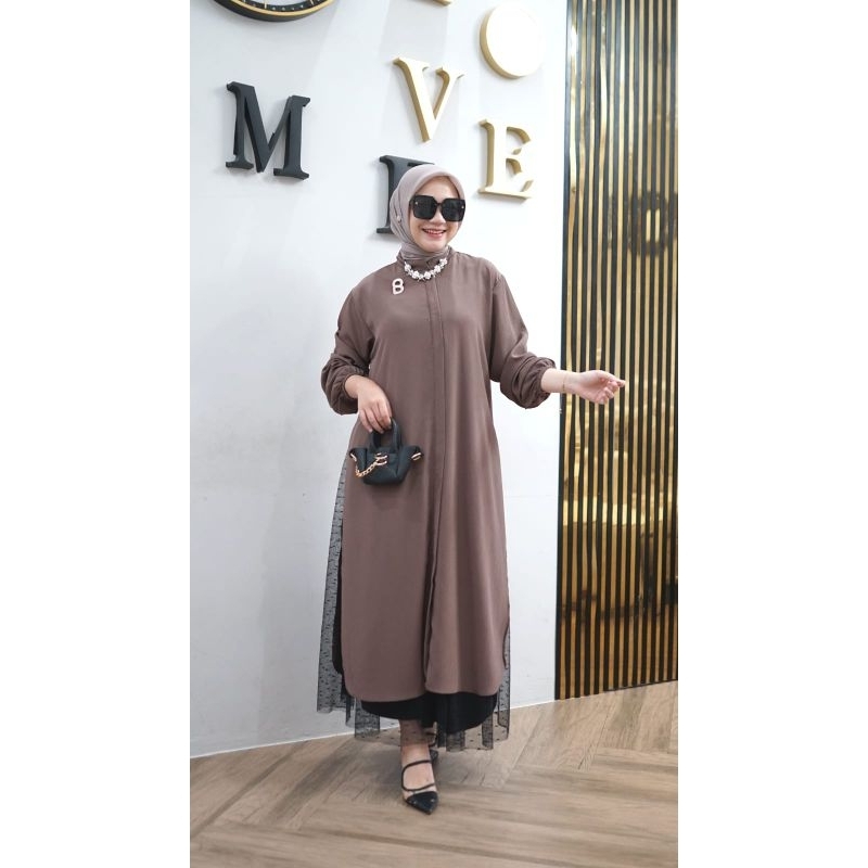 Set Tunik dan Rok Tutu Bahan Credenza mix Rok Tutu Tile