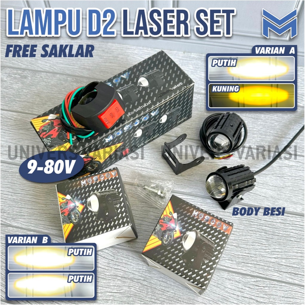LASER D 1 2 FOGLAMP ISI 2 PCS + SAKLAR PNP BAUT DAN BRACKET KLEMAN SUPERBRIGHT HIGH LOW YELLOW WHITE