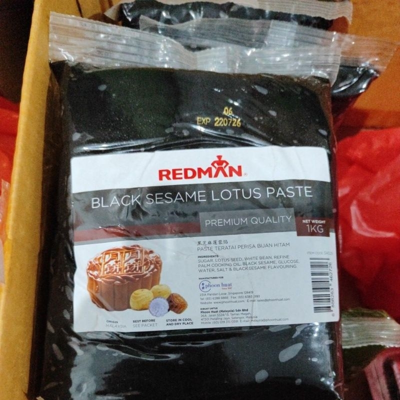 

Black sesame moon cake filling lotus paste wijen import redman isian mooncake