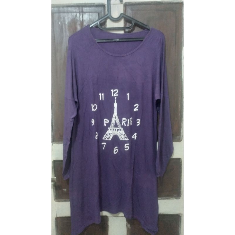 PRELOVED KAOS WANITA BAHAN ADEM WARNA UNGU ALL SIZE