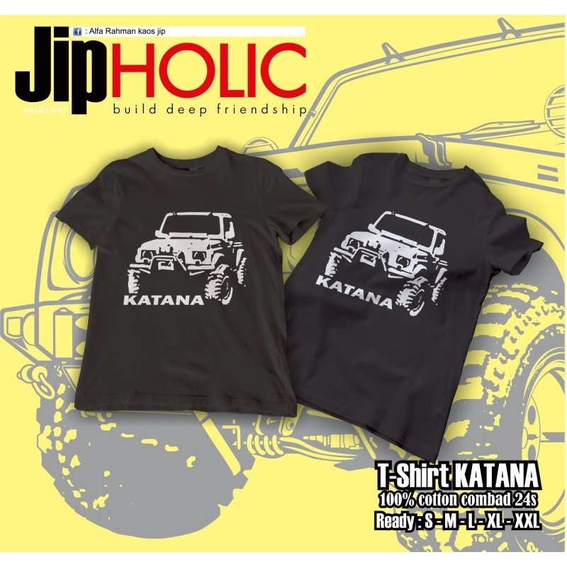 kaos otomotif jip katana pria plus topi