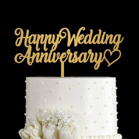 TOPPER CAKE - HAPPY ANNIVERSARY  dan HAPPY WEDDING ANNIVERSARY toper hiasan hari pernikahan akrilik
