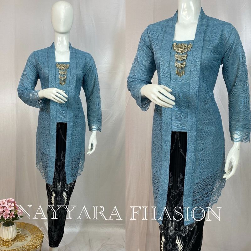 Kebaya Kutubaru Modern /Kebaya Modern / Kebaya Tunik / Stelan Kebaya Brokat / Kebaya Brokat
